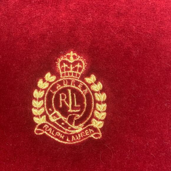 Lauren Ralph Lauren Women’s Medium Velvet Crest Zip Jacket Rich Red Glam Street - Picture 9 of 13